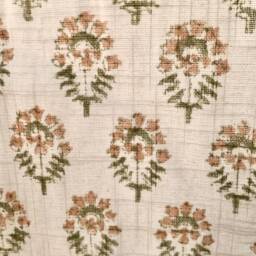 Pinch Pleat Curtains White Cotton Block Print, Vintage Ethnic Design - thumbnail 3