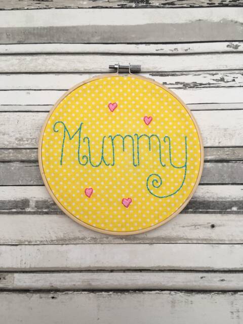Mummy Embroidery Hoop Wall Art, Mother's Day Gift, Embroidered Decoration - image 1