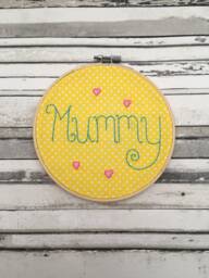 Mummy Embroidery Hoop Wall Art, Mother's Day Gift, Embroidered Decoration - thumbnail 1