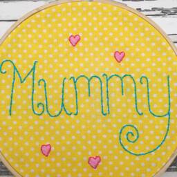 Mummy Embroidery Hoop Wall Art, Mother's Day Gift, Embroidered Decoration - thumbnail 3