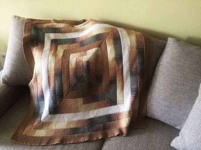 Hand Knit Baby Blanket Crochet Square Pattern Knitted Multicolor Throw - image 1