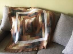 Hand Knit Baby Blanket Crochet Square Pattern Knitted Multicolor Throw