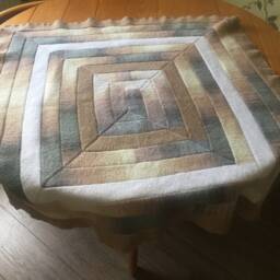 Hand Knit Baby Blanket Crochet Square Pattern Knitted Multicolor Throw - thumbnail 4
