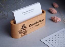 Fire Chief Gift Personalized Firefighter Desktop Business Card Holder Fire Department Fighter Decor Art Desk Case - thumbnail 1