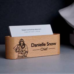 Fire Chief Gift Personalized Firefighter Desktop Business Card Holder Fire Department Fighter Decor Art Desk Case - thumbnail 3