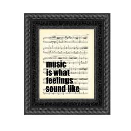 Music Is What Feelings Sound Like Quote Printed Antique Sheet Music, Art Print, Wall Decor, Art, Gift For Musician, Teacher - thumbnail 1