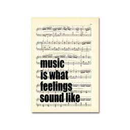 Music Is What Feelings Sound Like Quote Printed Antique Sheet Music, Art Print, Wall Decor, Art, Gift For Musician, Teacher - thumbnail 3