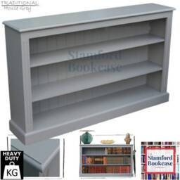 Handcrafted Low Bookcase, 3Ft X 5Ft, Adjustable Shelving, Solid Wood, Grey Or White - thumbnail 2