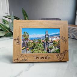 Tenerife Skyline Personalised Wooden Photo Frame Spain Travel Holiday Memories Keepsake Gift - thumbnail 3