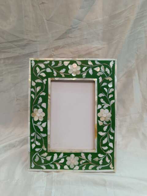 Handmade Green Mother Of Pearl Inlay Photo Frame - 6x4 & 7x5, 8x10 Inch - image 1
