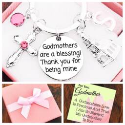 Godfather Gift, Godfathers Are A Blessing Thank You For Being Mine, Godmother Pink Or Blue, Personalised Initial, Gift Boxed & Card - thumbnail 2