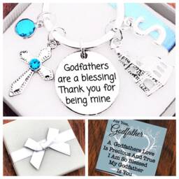 Godfather Gift, Godfathers Are A Blessing Thank You For Being Mine, Godmother Pink Or Blue, Personalised Initial, Gift Boxed & Card