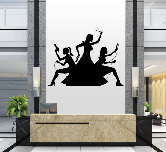 Hair Salon Vinyl Wall Decal Stylist Tools, Barber Shop Decor 044Re - image 1