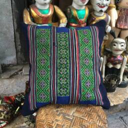 Vintage Handmade Tribal Hmong Embroidered Cotton Pillow Cover - thumbnail 1