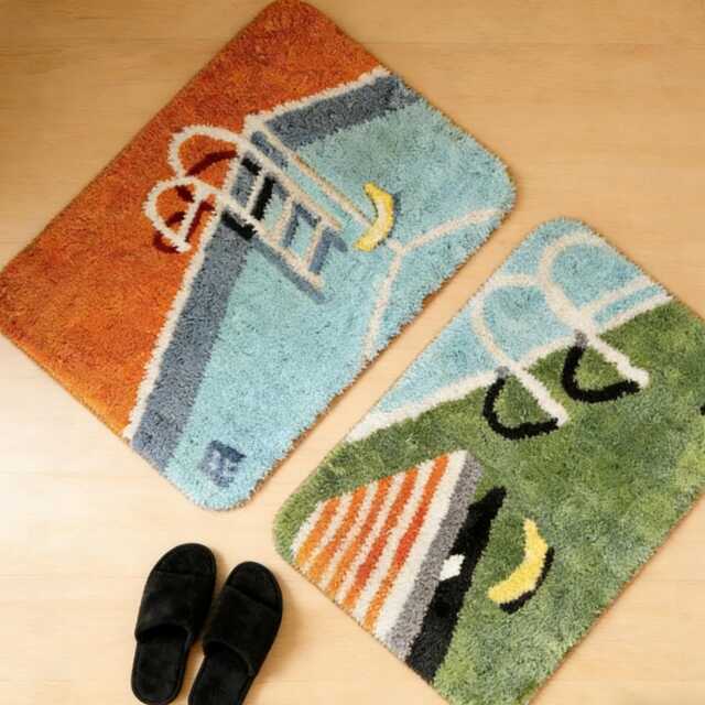 Funny Swimming Pool Pattern Bathroom Rug, Handmade Tufted Carpet, Abstract House Decor, Washable Non-Slip Bath Mat, Landscape Bedside Rug - image 1