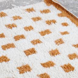 Orange Moroccan Wool Rug Handmade Abstract Azilal Carpet - thumbnail 3