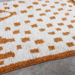 Orange Moroccan Wool Rug Handmade Abstract Azilal Carpet - thumbnail 4