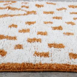 Orange Moroccan Wool Rug Handmade Abstract Azilal Carpet - thumbnail 2