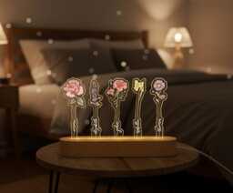 Personalized Birth Flower Night Light, Custom Family Month Lamp, Acrylic Led Mother's Day Gift For Mom Grandma