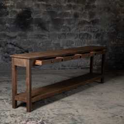 Rustic Reclaimed Wood Console Table Farmhouse Entryway Table With Drawers - thumbnail 2