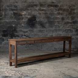 Rustic Reclaimed Wood Console Table Farmhouse Entryway Table With Drawers - thumbnail 1