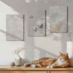Canvas Set Of 3 Wall Art - Sand, Stones & Modern Paint Textures, Beige Art, Natural Textures Decor - thumbnail 3