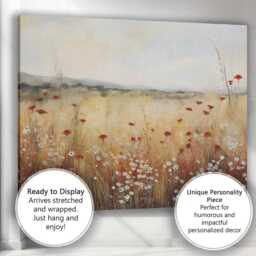 Neutral Meadow Wildflower Landscape Canvas Wall Art Print Decor Picture Ready To Hang - thumbnail 3