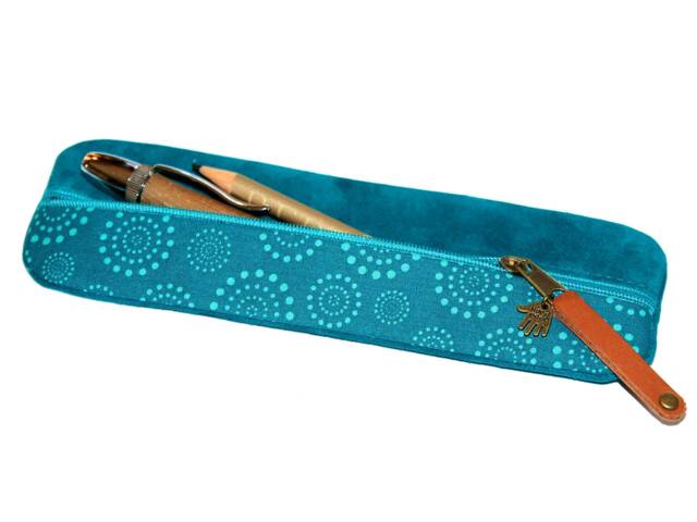 Turquoise Leather Pencil Case Vegetable Tanned Turquoise Vegetable Tanned Leather - image 1