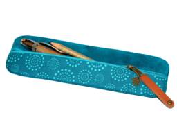 Turquoise Leather Pencil Case Vegetable Tanned Turquoise Vegetable Tanned Leather