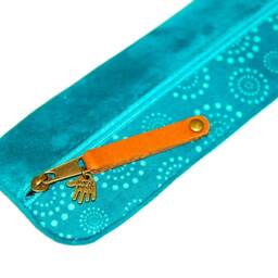 Turquoise Leather Pencil Case Vegetable Tanned Turquoise Vegetable Tanned Leather - thumbnail 2