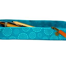 Turquoise Leather Pencil Case Vegetable Tanned Turquoise Vegetable Tanned Leather - thumbnail 3