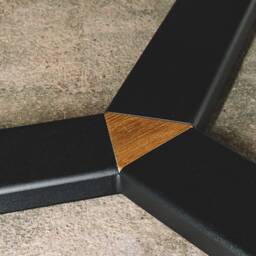 Round Oak Dining Table, Industrial Black Metal Base - 180cm - thumbnail 3