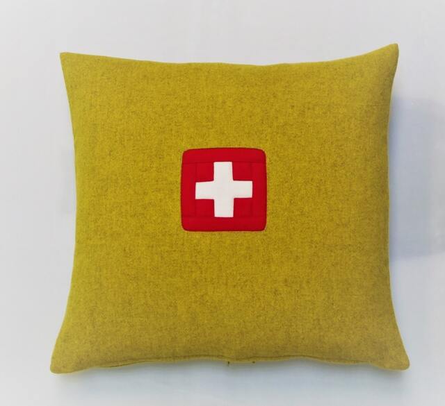 Wool Pillow Cover 45 X cm - 18 Inches With Swiss Cross