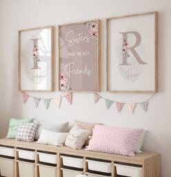 Sisters Make The Best Friends, Girls Bedroom Prints, Girls Prints, Sister Prints Pink Decor, Rainbow, Sisters, Girls Decor, Sister Bedroom - thumbnail 1