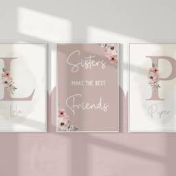Sisters Make The Best Friends, Girls Bedroom Prints, Girls Prints, Sister Prints Pink Decor, Rainbow, Sisters, Girls Decor, Sister Bedroom - thumbnail 2