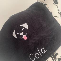 Cute Dog Towel - Personalised Face Cloth/Hand Bath Embroidered Dog & Text - thumbnail 3