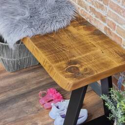 Lincoln-Live Edge Shoe Bench, Hallway Console Wooden Bench Seat With Storage - thumbnail 2