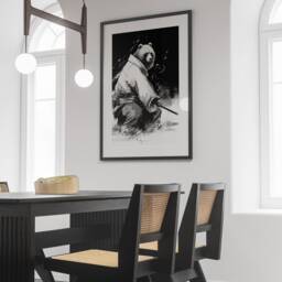Matsumoto Hoji Samurai Bear Print, Traditional Japanese Art, Warrior Wall Art, Animal Illustration, Japan Woodblock Drawing - thumbnail 2