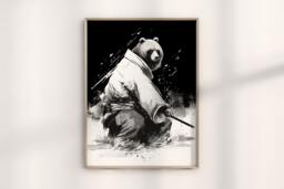Matsumoto Hoji Samurai Bear Print, Traditional Japanese Art, Warrior Wall Art, Animal Illustration, Japan Woodblock Drawing - thumbnail 1