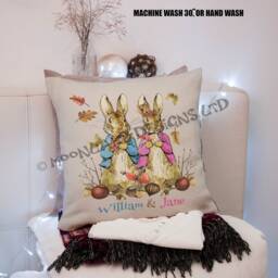 Personalised Peter & Flopsy Twins Beatrix Potter Cushion Cover - thumbnail 3