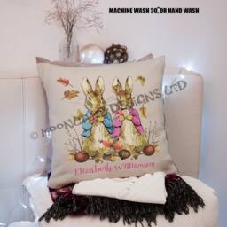 Personalised Peter & Flopsy Twins Beatrix Potter Cushion Cover - thumbnail 2