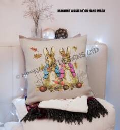 Personalised Peter & Flopsy Twins Beatrix Potter Cushion Cover - thumbnail 1