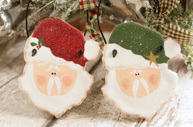 Santa Face Hanging Ornament, Claus Tree Or Wall Rustic Decorations, Christmas Gift Favors, Napkin Rings - image 1