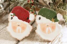 Santa Face Hanging Ornament, Claus Tree Or Wall Rustic Decorations, Christmas Gift Favors, Napkin Rings - thumbnail 1