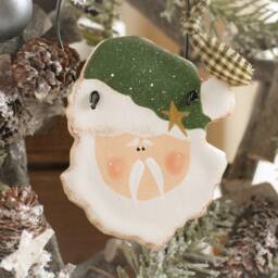 Santa Face Hanging Ornament, Claus Tree Or Wall Rustic Decorations, Christmas Gift Favors, Napkin Rings - thumbnail 2