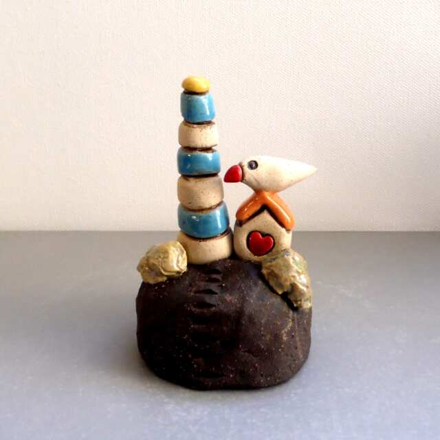 Miniature Ceramic Lighthouse Sculpture, Handmade Israeli Art - image 1