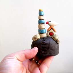 Miniature Ceramic Lighthouse Sculpture, Handmade Israeli Art - thumbnail 3