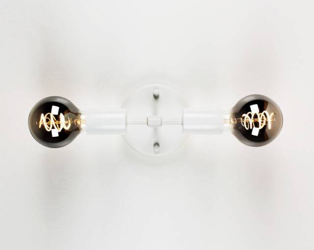 Modern Smoke Led Two Light Wall Lamp Vanity Fixture - Custom Finish Grey Tint Globe Black & White Decor Restaurant Sconce - image 1