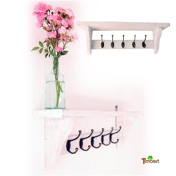 Rustic Wardrobe, Vintage Hook Rail Made From Recycled Euro Pallets, Reclaimed Wood Pallet Furniture, French Country Style, Wood, Shabby Chic, White - thumbnail 2