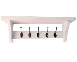 Rustic Wardrobe, Vintage Hook Rail Made From Recycled Euro Pallets, Reclaimed Wood Pallet Furniture, French Country Style, Wood, Shabby Chic, White - thumbnail 1
